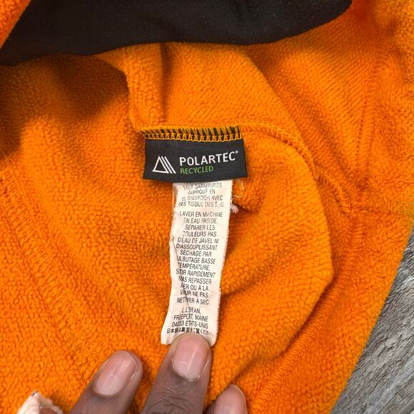 LL Bean Orange Men XL Regular Zipper Pocket Quarter Snap Fleece Polartec Jacket - Picture 5 of 10